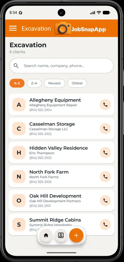 JobSnapApp client list